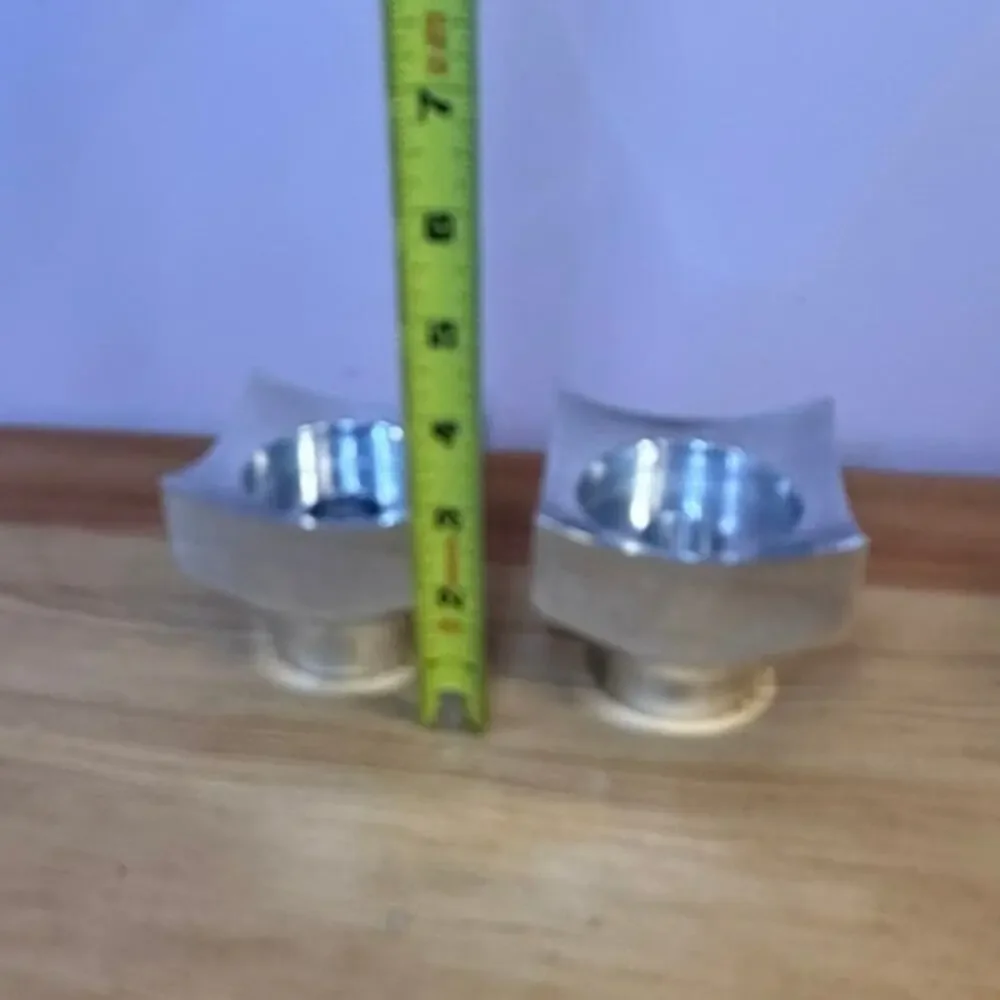 Nambé 6214 Neil Cohen Candlestick Holders Pair 2000 Modernist Alloy